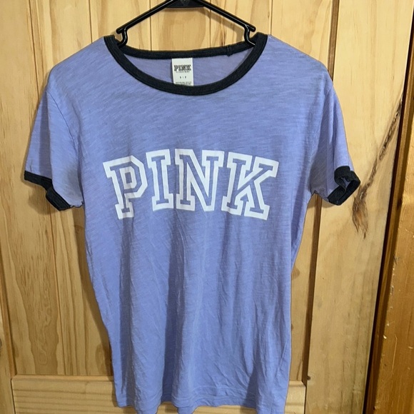 PINK Victoria's Secret Tops - PINK Victoria's Secret Lavender Tee with Black Trim